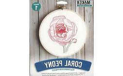 LEISURE ARTS 49809 KIT MINI MAKER EMBR 6 CORAL PEONY