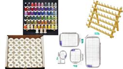 Premium Kit-63 Color Thread,hoop Set,144 Bobbin,60 Spool Rac