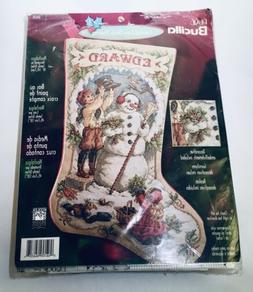 Bucilla Counted Cross Holiday Stocking NOSTALGIA Snowman Ort