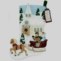Bucilla Felt Stocking Kit Dashing Through The Snow 18" NEW