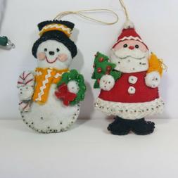 Bucilla Santa & Snowman handmade kit Ornaments Completed Fin