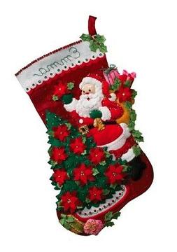 Bucilla Santa Poinsettia Felt Stocking